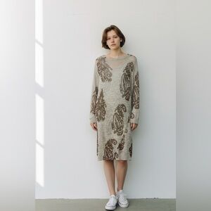 Dries Van Noten grey alpaca and wool blend knit dress